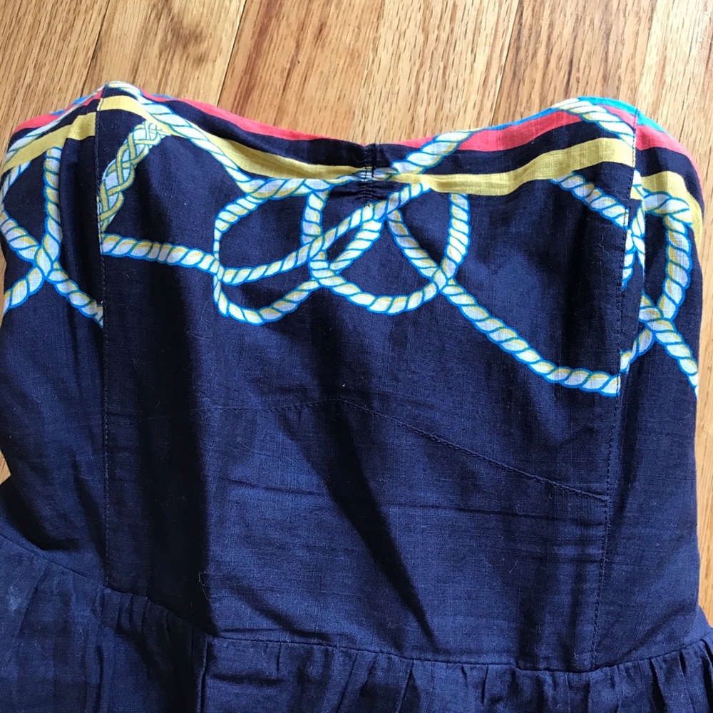 Anthropologie strapless open back dress nautical 4 - Picture 4 of 7